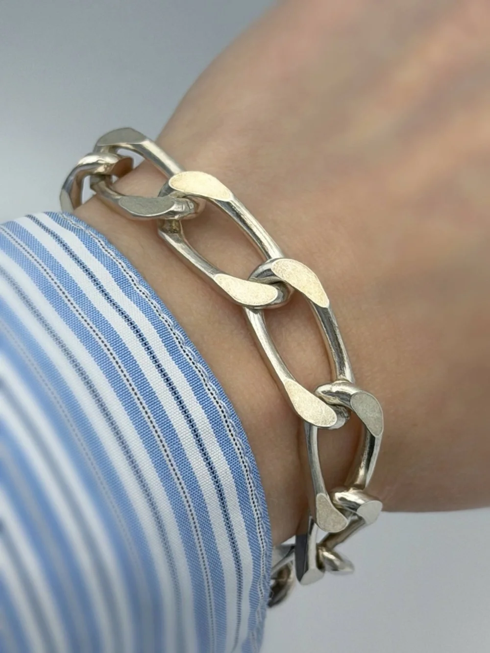 Vintage 925 Sterling Silver Big Curb Link Bracelet 8